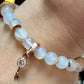 Flower Agate Crystal Bracelet with Charm