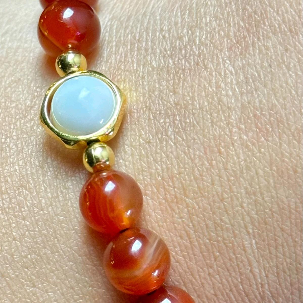 Carnelian Crystal with White Tridacna Shell and Charm