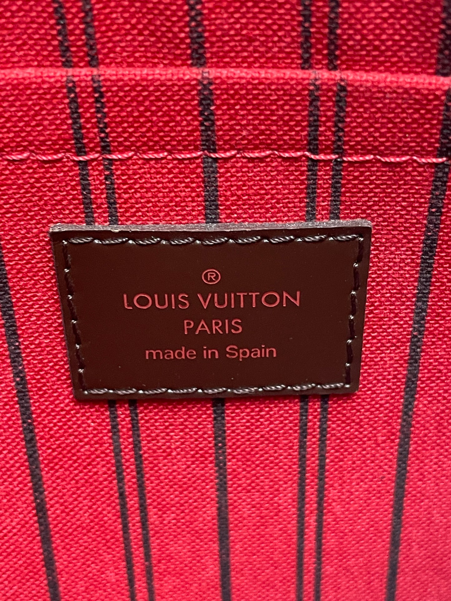 Authentic Louis Vuitton Damier Ebene Neverfull Pouch MM/GM