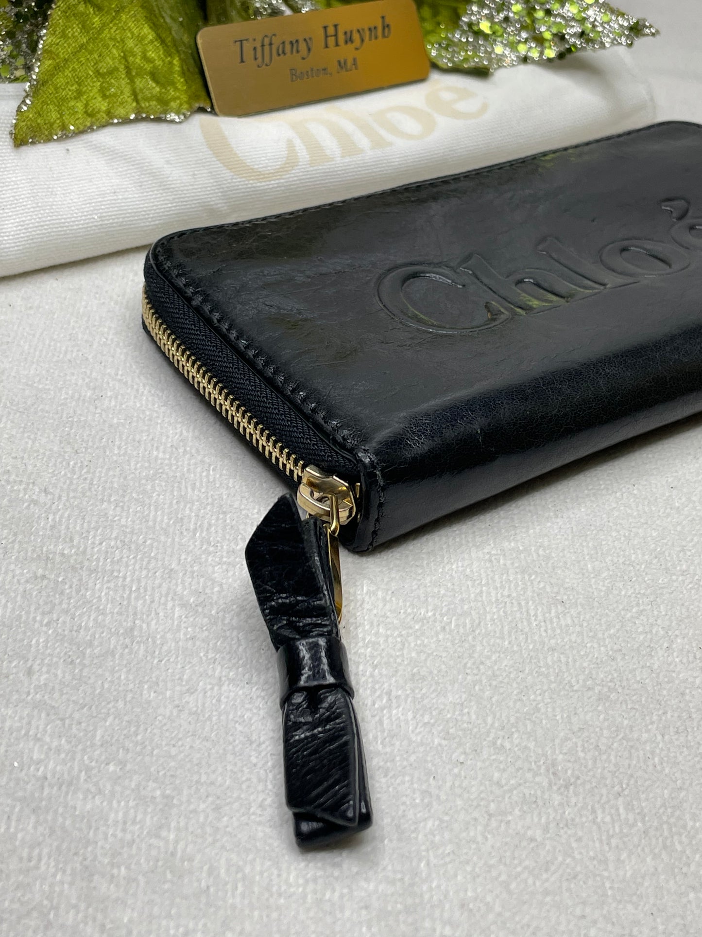 Authentic Chloe Black Leather Zip Around Wallet