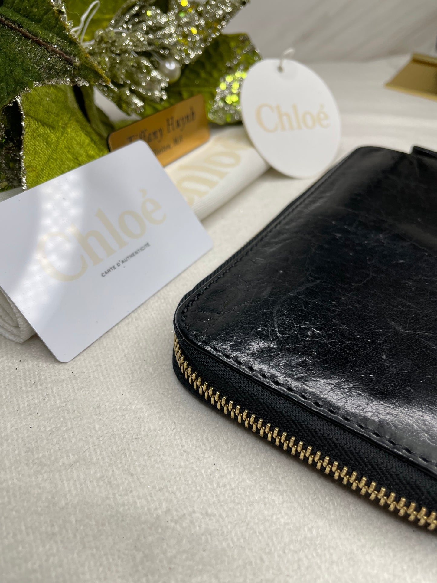 Authentic Chloe Black Leather Zip Around Wallet